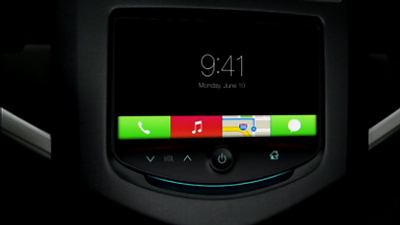 Apple iOS 7 на экране мультимедийной системы автомобиля