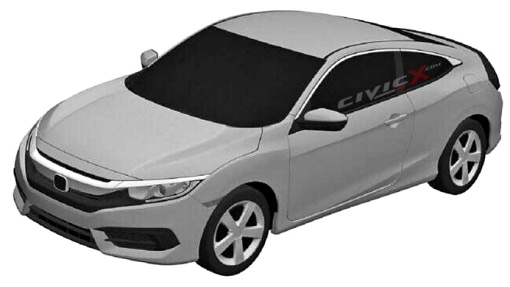 Патентное изображение Honda Civic Coupe 2016 Патентное изображение Honda Civic Coupe 2016