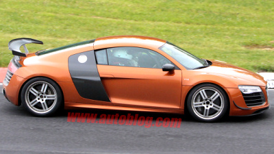 шпионская фотография тестового прототипа Audi R8 GT Plus 