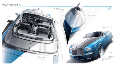 первые эскизы Rolls-Royce Phantom Drophead Coupe Bespoke Waterspeed Collection
