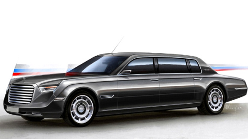 Один из эскизов президентского лимузина, выставленный на конкурс Marussia Motors и НАМИ