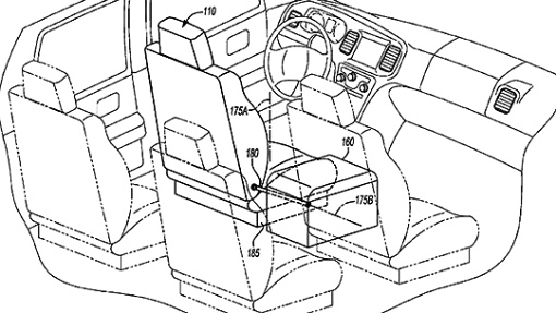 Изображение салона полностью управляемой машины из патента Ford