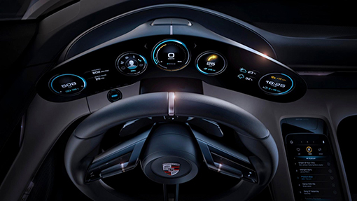 Приборная панель Porsche Mission E Приборная панель Porsche Mission E