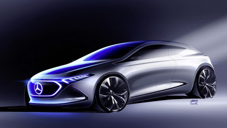 Скетч концептуального электрокара Mercedes-Benz EQ A Concept