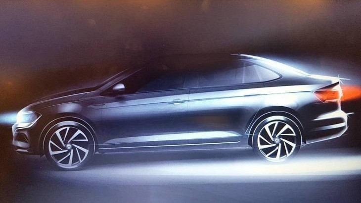 Дизайнерский скетч седана Volkswagen Virtus нового поколения