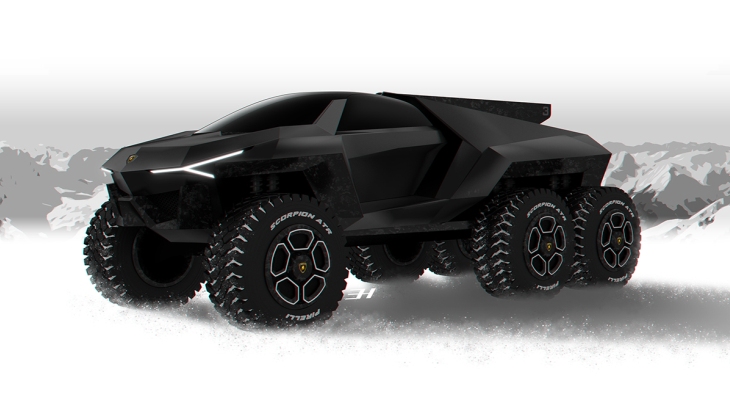 Визуализация экстремального внедорожника Lamborghini Raton 6x6 Визуализация экстремального внедорожника Lamborghini Raton 6x6