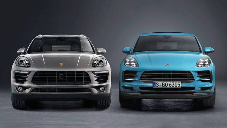 Porsche Macan дорестайл (слева) и рестайл (справа)